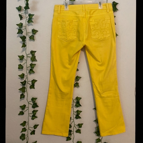 Tory Burch “Yellow Cropped Slim Boot Jeans” - Picture 2 of 6